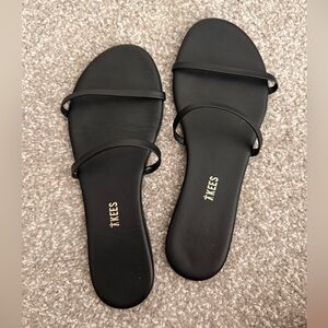KEES Black Minimalist Slip On Flat Sandals Size 9